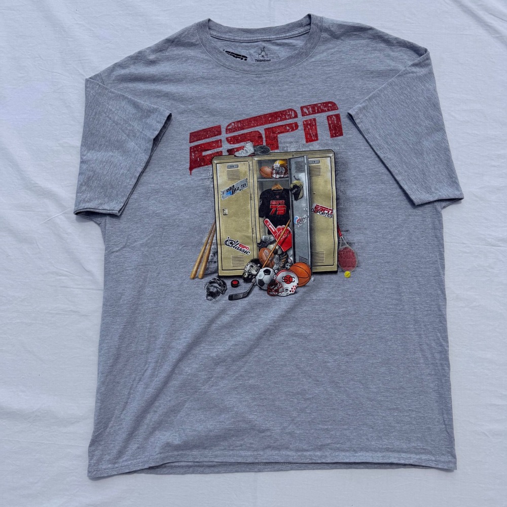 Walt Disney World ESPN T Shirt Mens XL Gray Hanes Sports Locker Graphic Tee